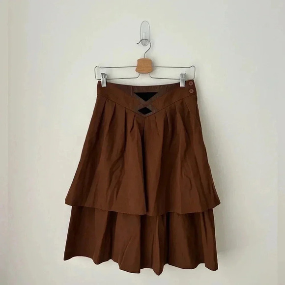 Paco Rabanne Dresses & Skirts - Paco Rabanne high  waisted wool brown skort